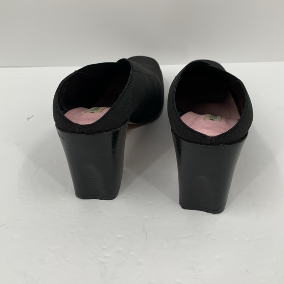 Donald Pliner slide mule black fabric block heel shoe square toe clog Y2K 10 - Picture 5 of 7